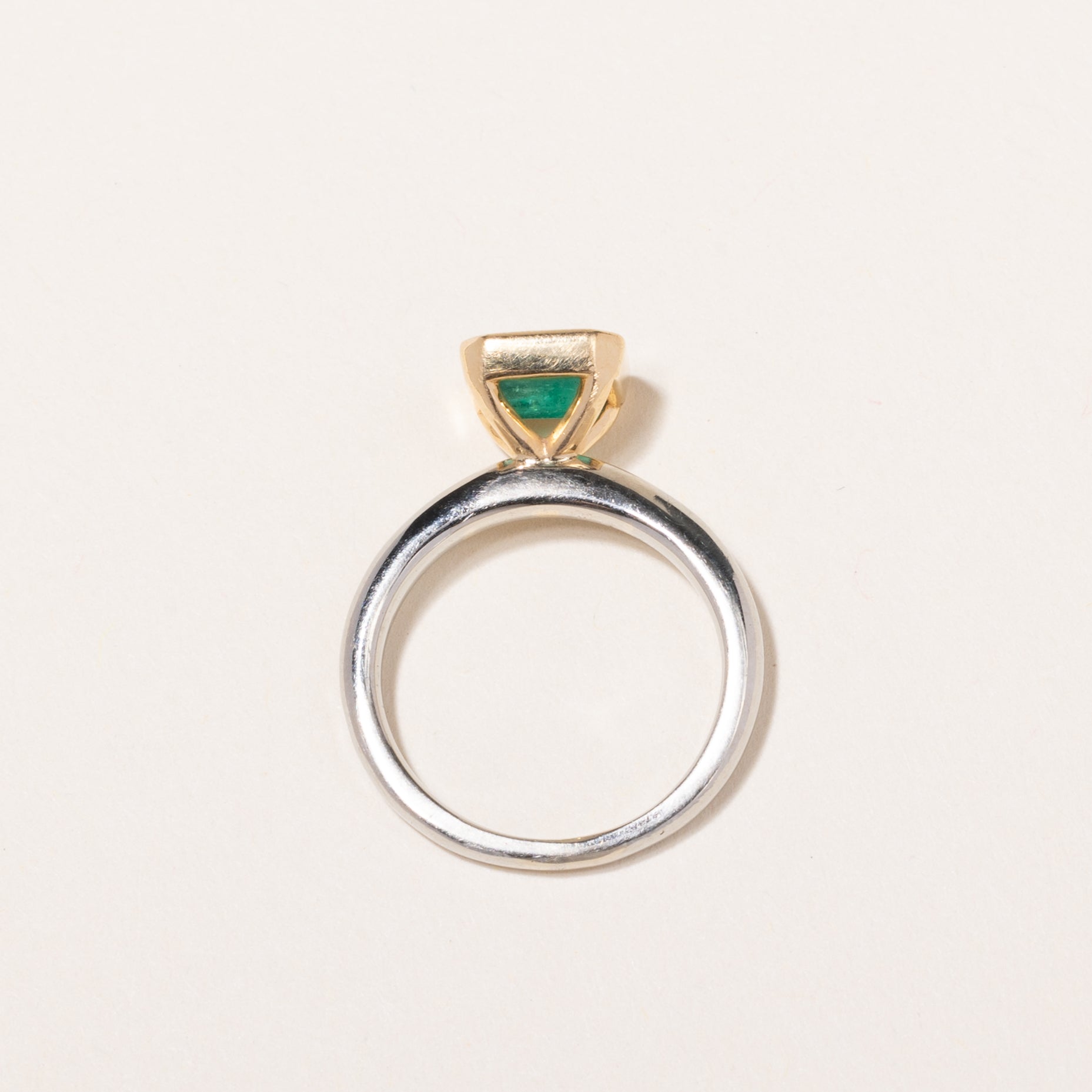 14k Two Tone Gold Emerald Ring | 1.06ctw | SZ 3.75