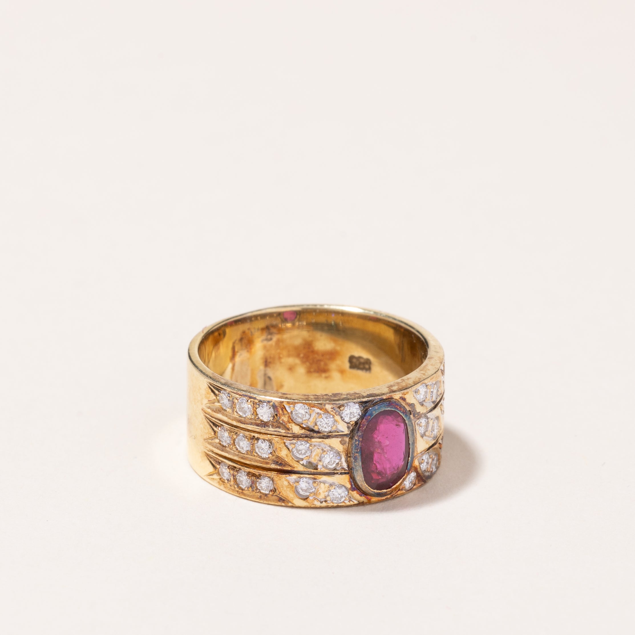 14k Yellow Gold Ruby and Diamond Ring | 0.51ct, 0.52ctw | SZ 7