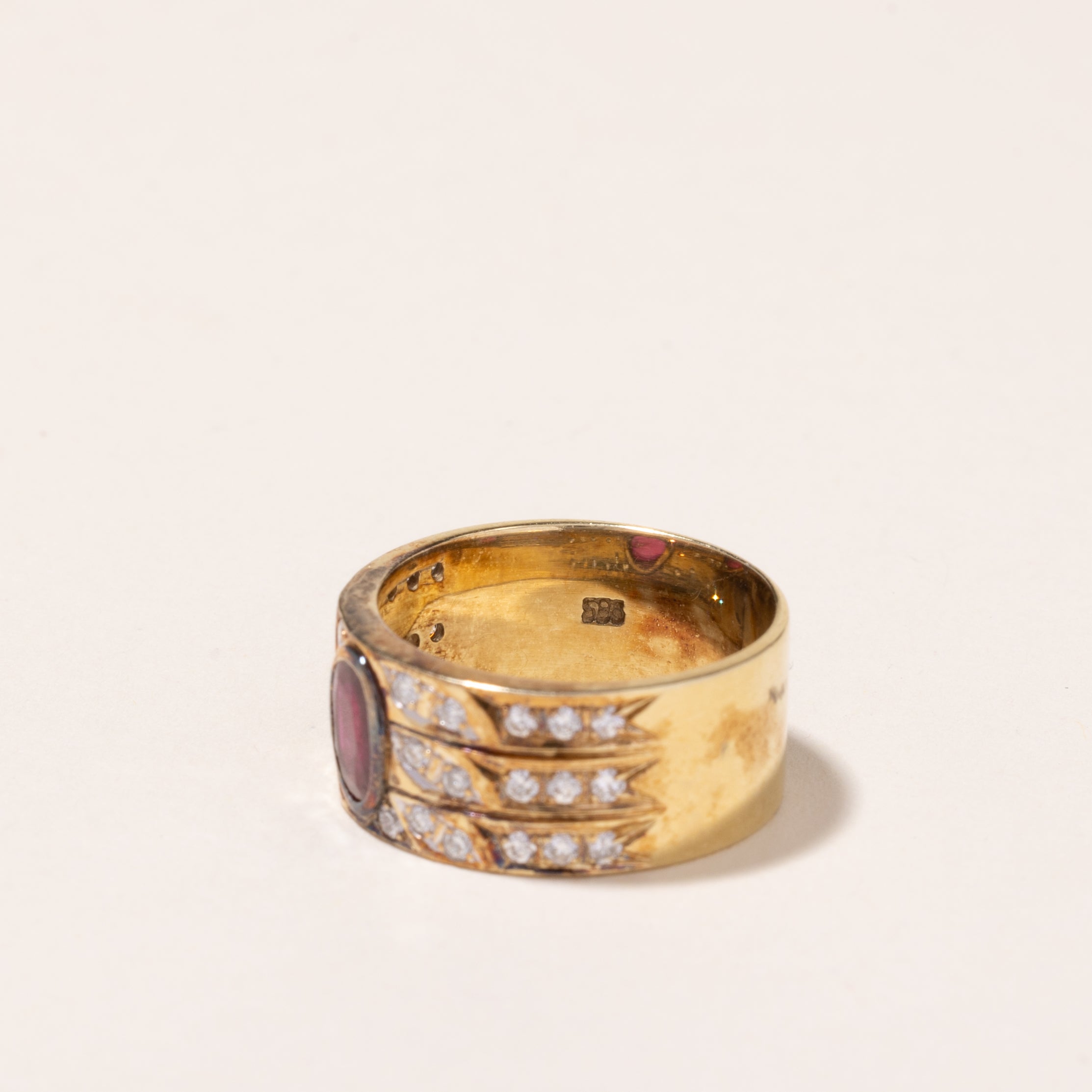 14k Yellow Gold Ruby and Diamond Ring | 0.51ct, 0.52ctw | SZ 7
