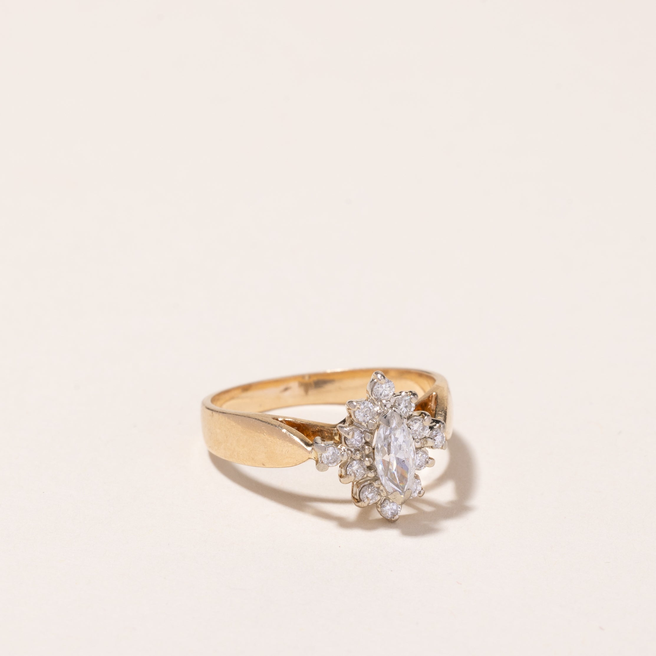 Bague en or jaune 14 carats sertie de diamants | 0,44 ct | Taille 5,75 