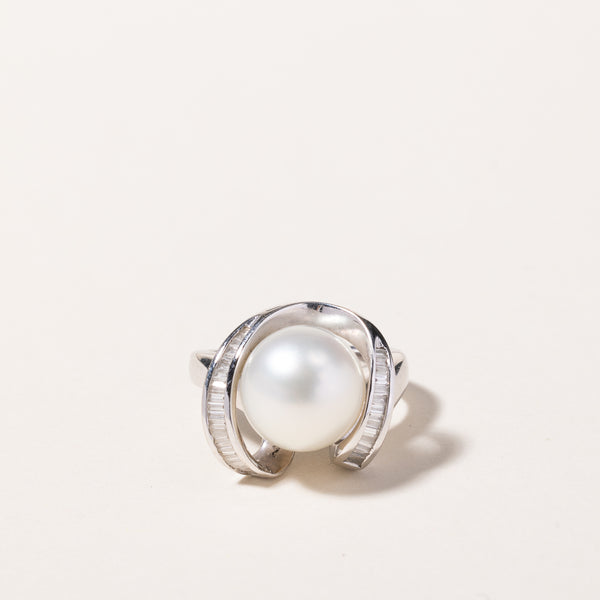 18k White Gold South Sea Pearl & Diamond Ring | 11.50mm, 0.52ctw | SZ 5.5