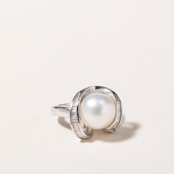 18k White Gold South Sea Pearl & Diamond Ring | 11.50mm, 0.52ctw | SZ 5.5