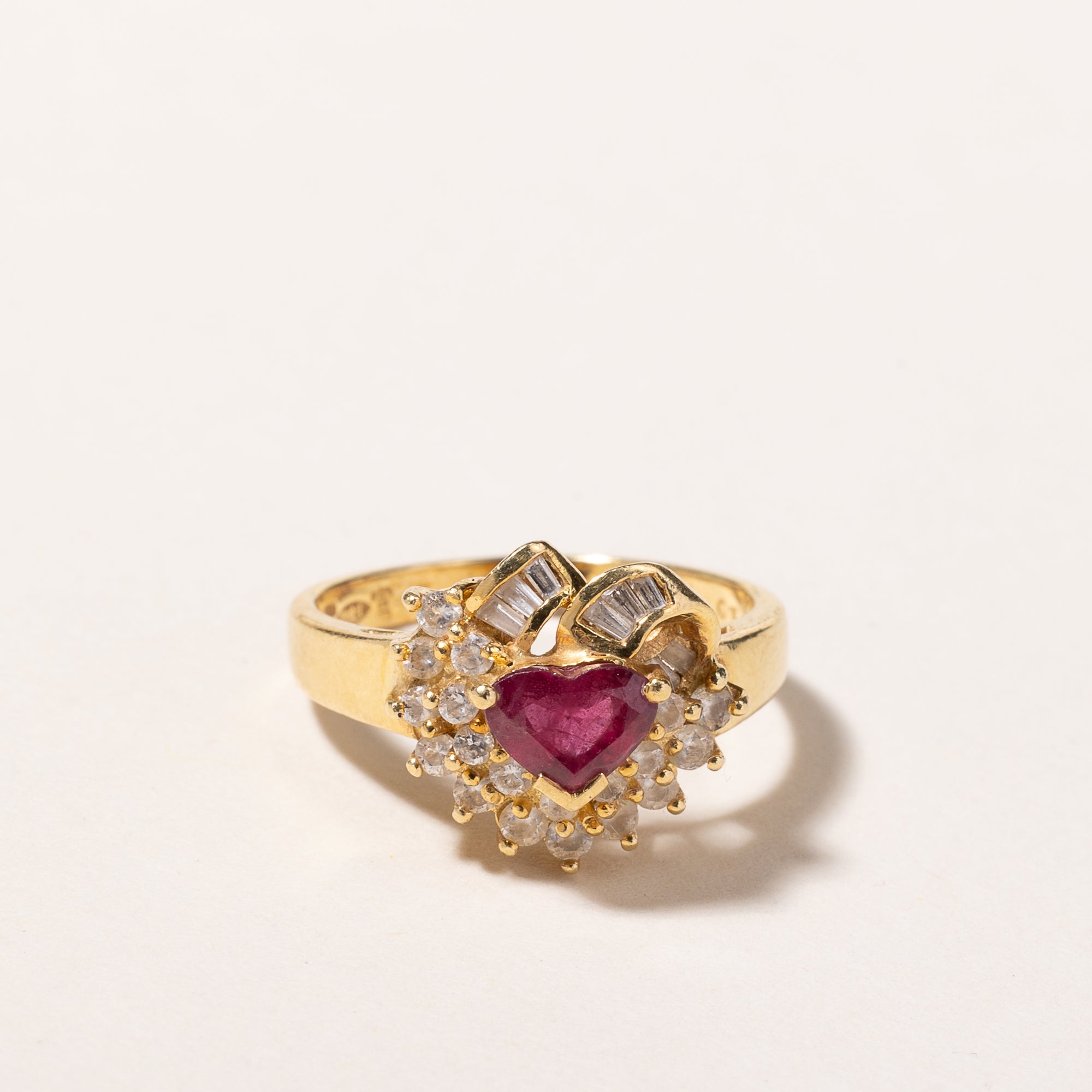 18k Yellow Gold Ruby & Diamond Ring | 0.74ct, 0.48ctw | SZ 5.75