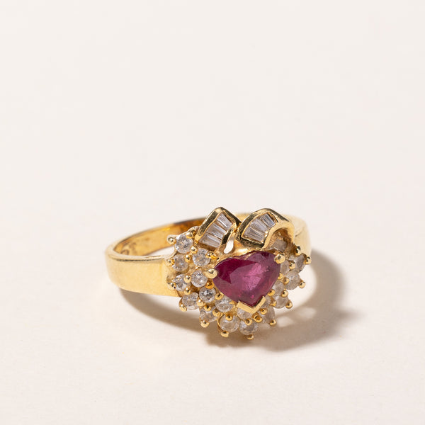 18k Yellow Gold Ruby & Diamond Ring | 0.74ct, 0.48ctw | SZ 5.75