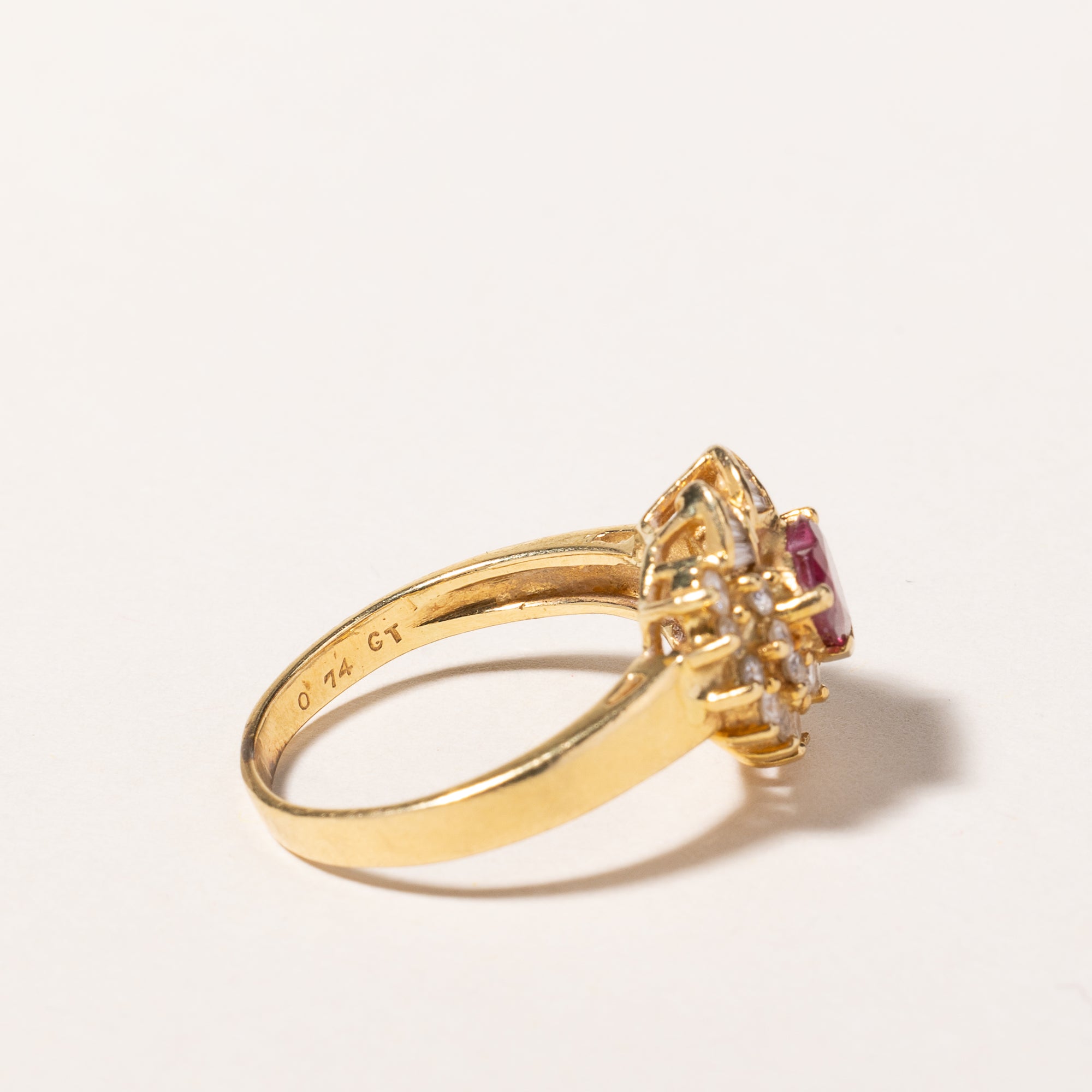 18k Yellow Gold Ruby & Diamond Ring | 0.74ct, 0.48ctw | SZ 5.75