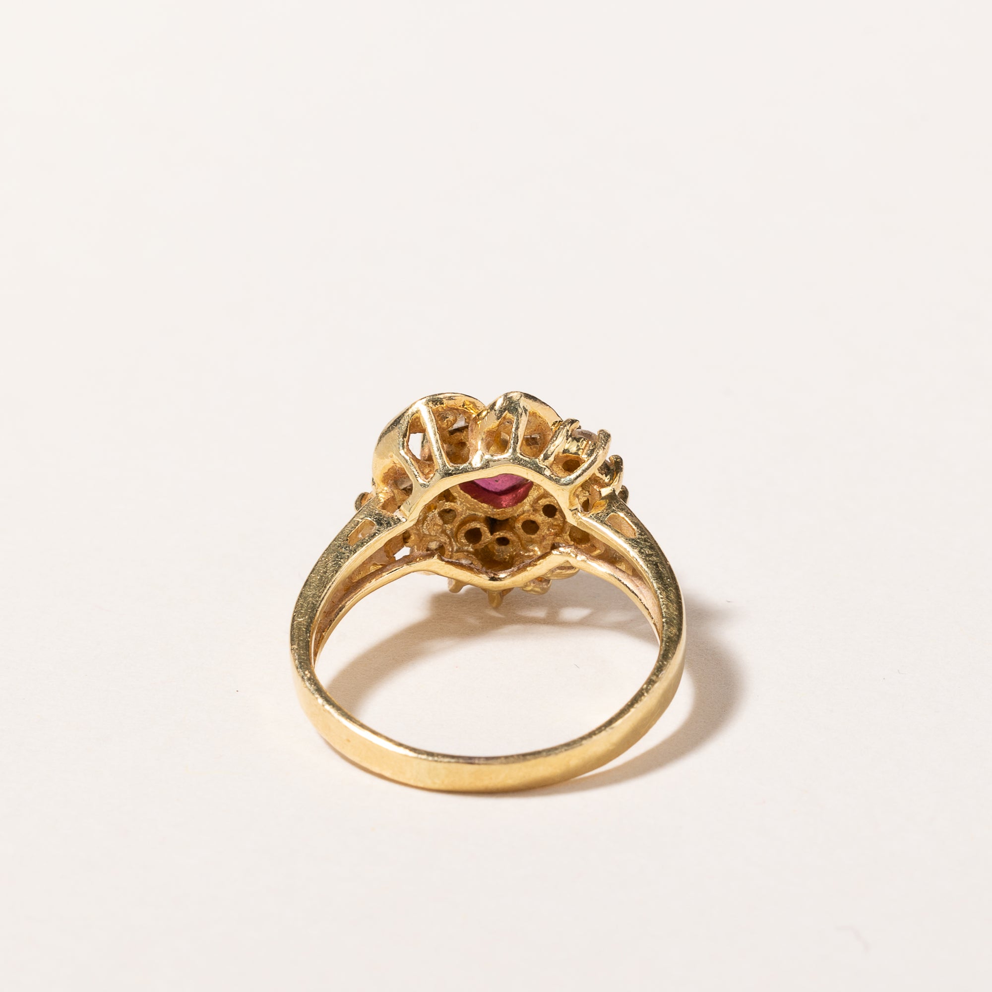 18k Yellow Gold Ruby & Diamond Ring | 0.74ct, 0.48ctw | SZ 5.75