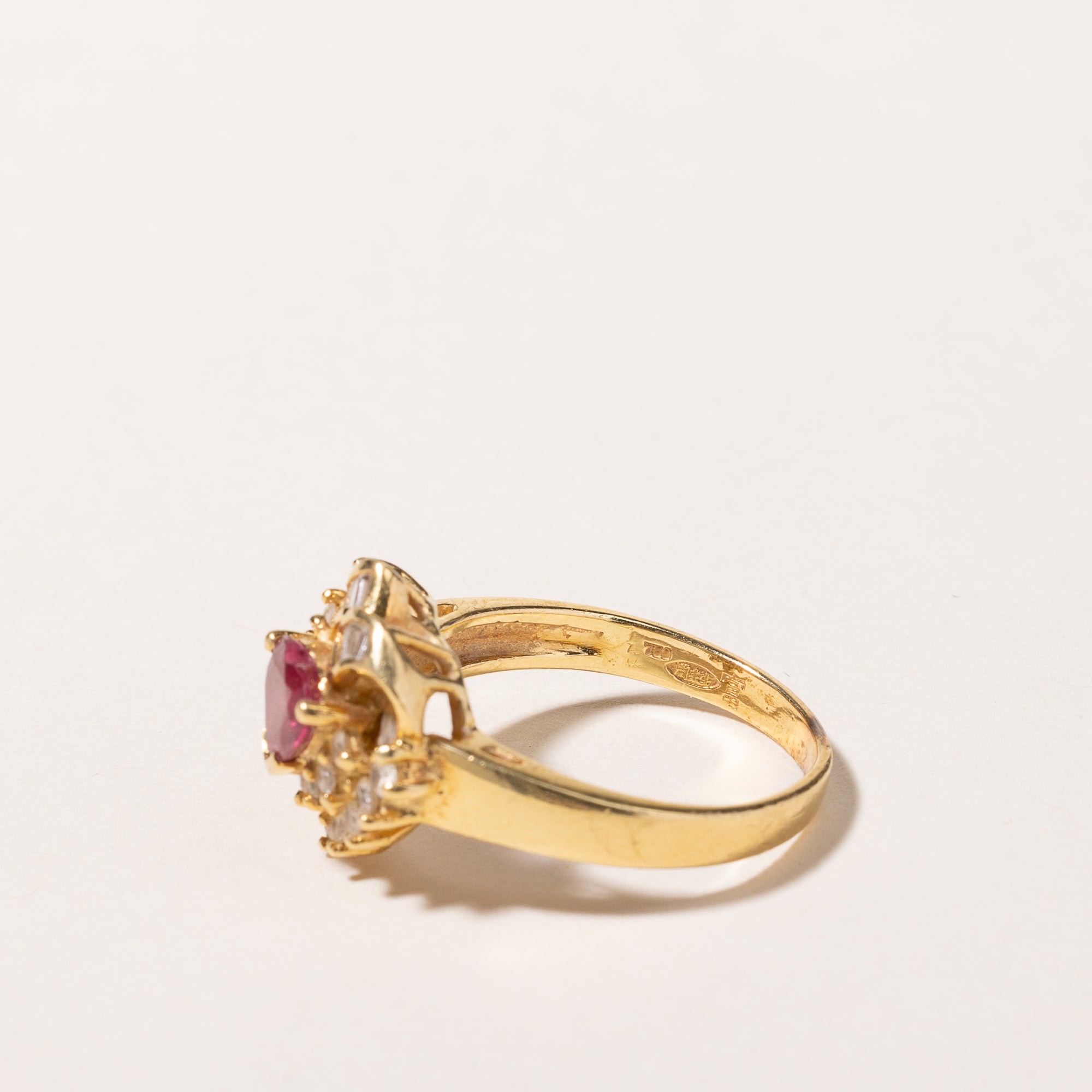 18k Yellow Gold Ruby & Diamond Ring | 0.74ct, 0.48ctw | SZ 5.75