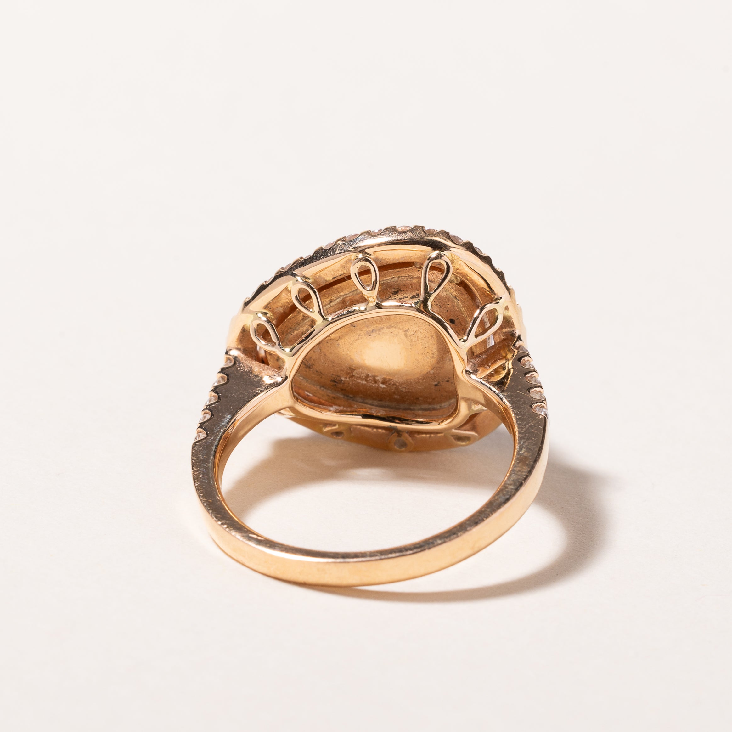 18k Rose Gold Lavender Jade and Diamond Ring | 13.90x12.20x8.00mm, 0.50ctw | SZ 6