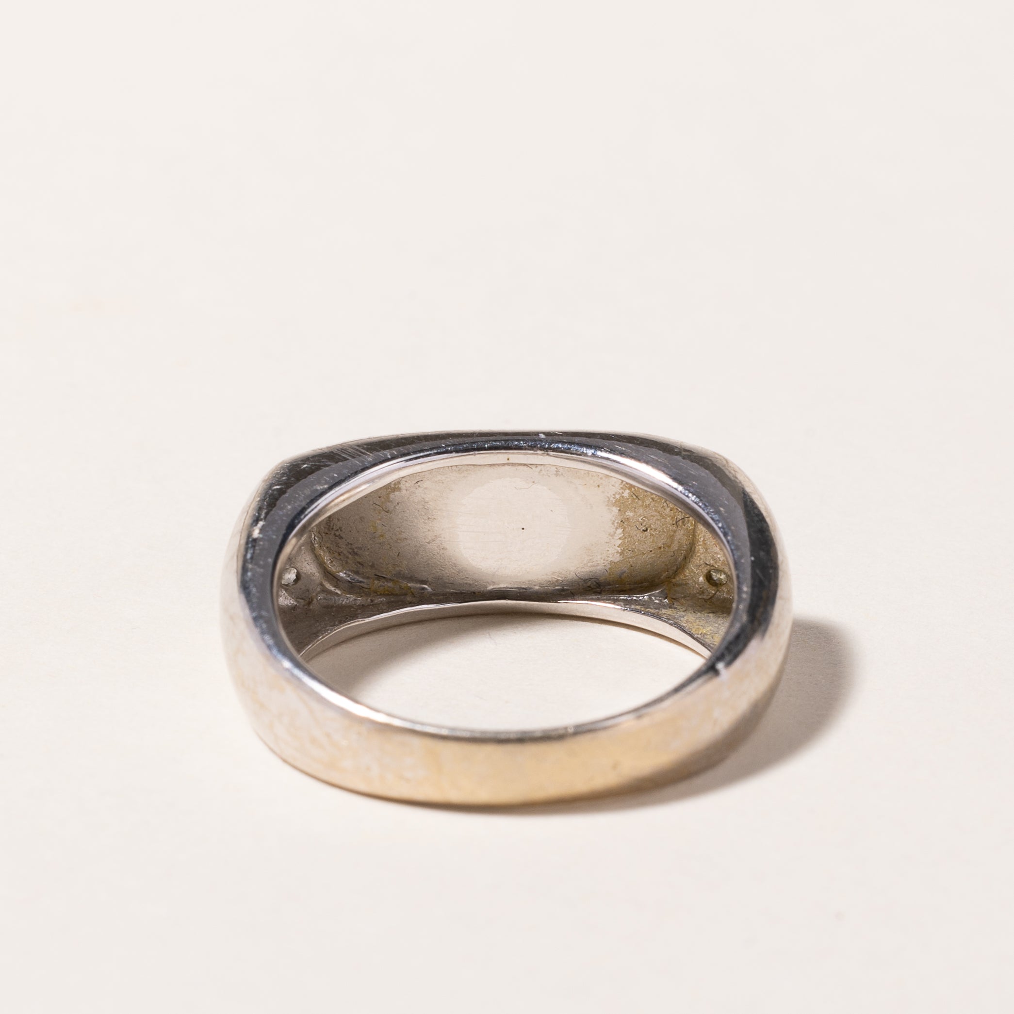 18k White Gold Jade & Diamond Ring | 17.50x7.00x2.30mm, 0.09ctw | SZ 9