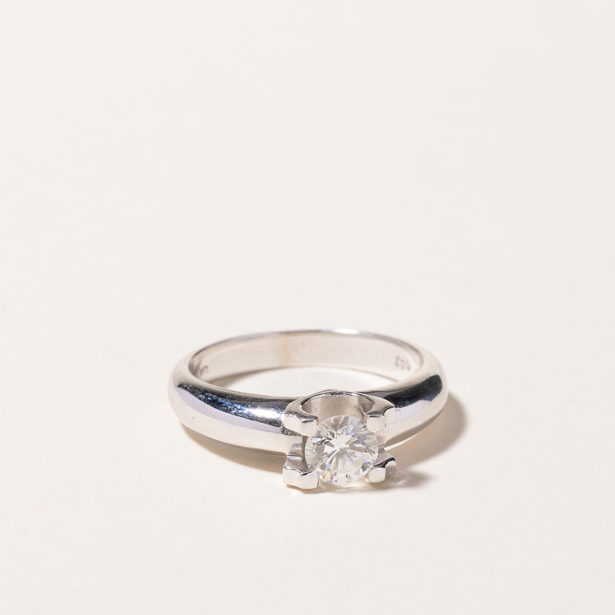 18k White Gold Solitaire Diamond Engagement Ring | 0.52ct VS2 F | SZ 6.25