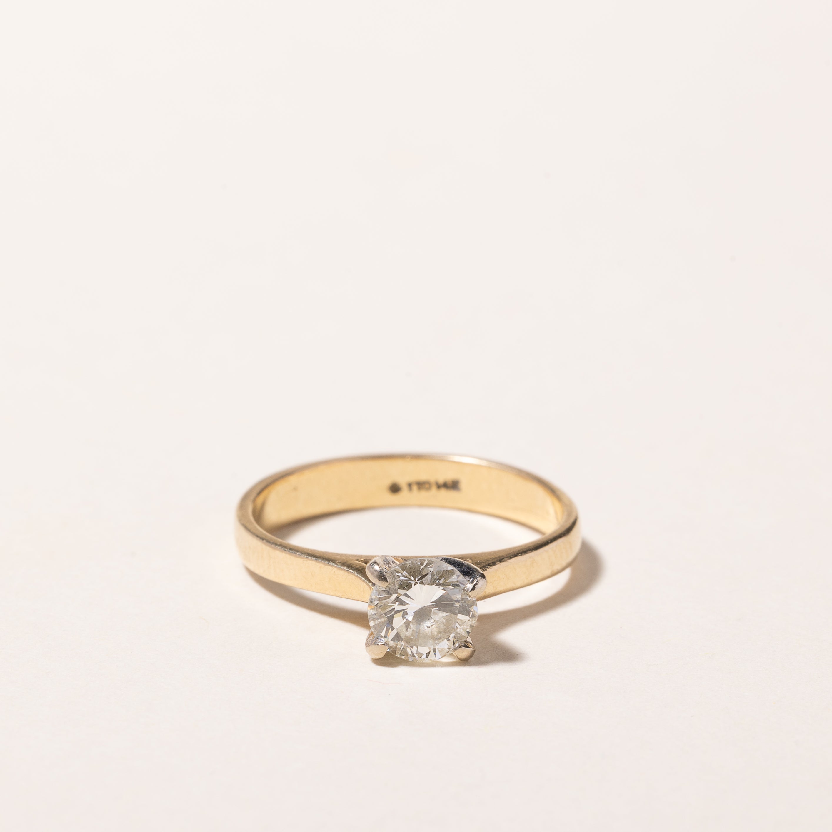 Bague de fiançailles en or jaune 14 carats avec diamant | 0,71 ct VVS2 I/J | Taille 5 