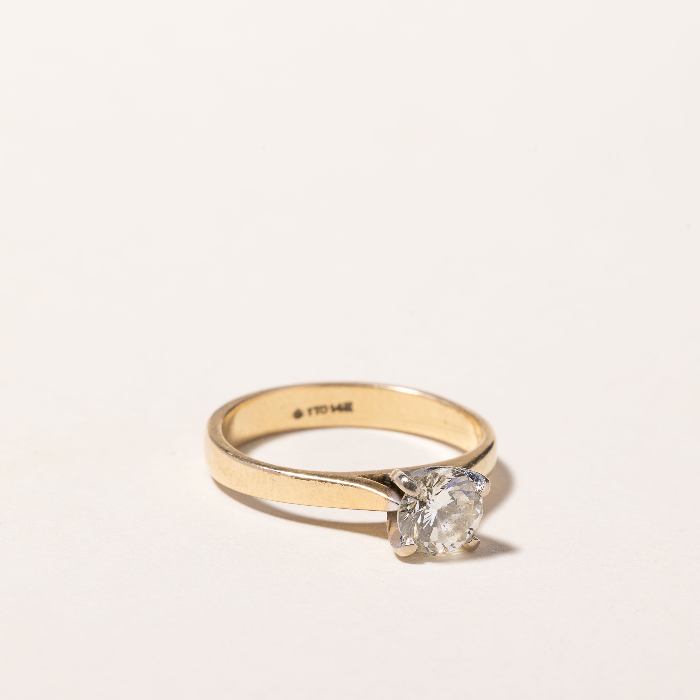 Bague de fiançailles en or jaune 14 carats avec diamant | 0,71 ct VVS2 I/J | Taille 5 