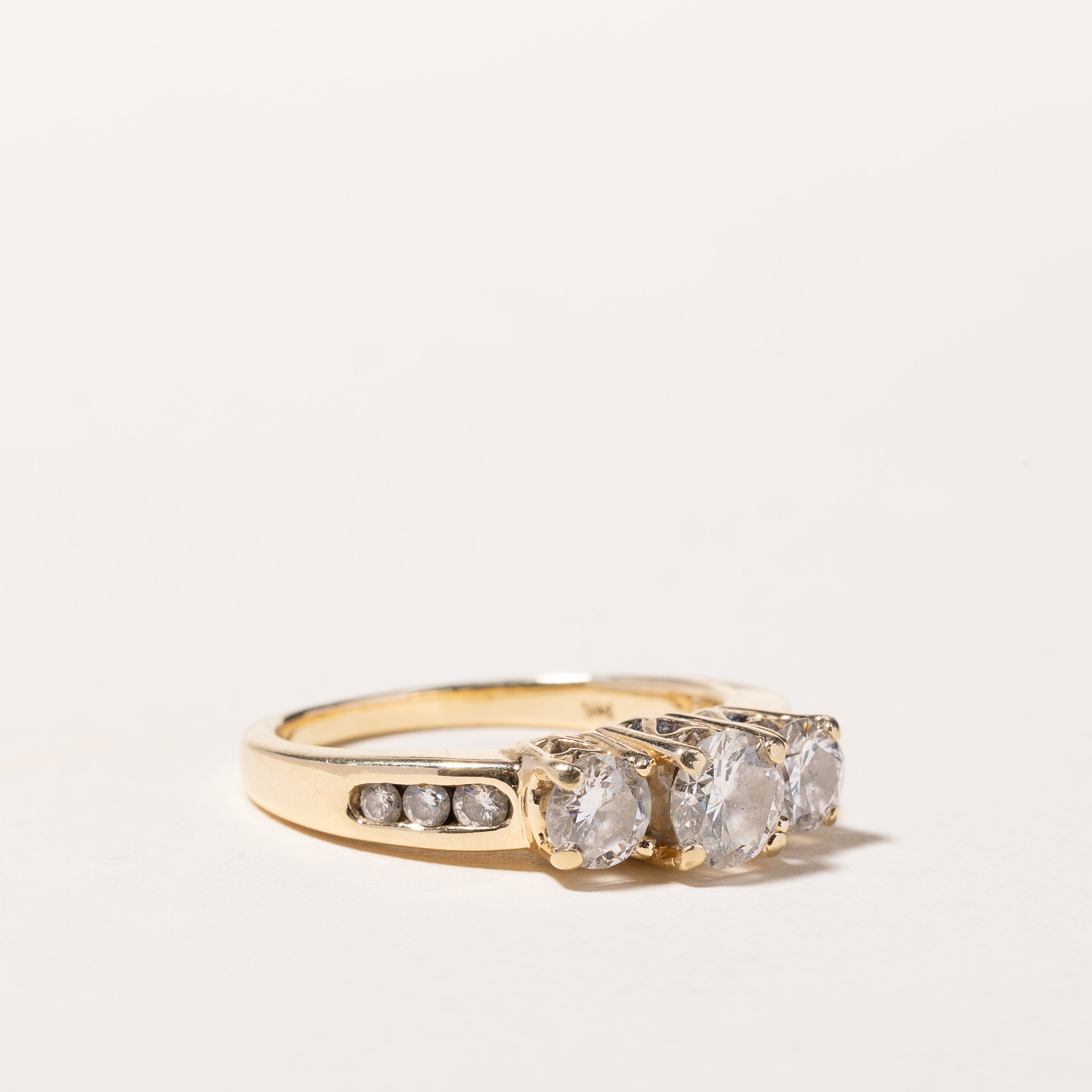 14k Yellow Gold Past Present Future Diamond Engagement Ring | 1.46ctw | SZ 7.25