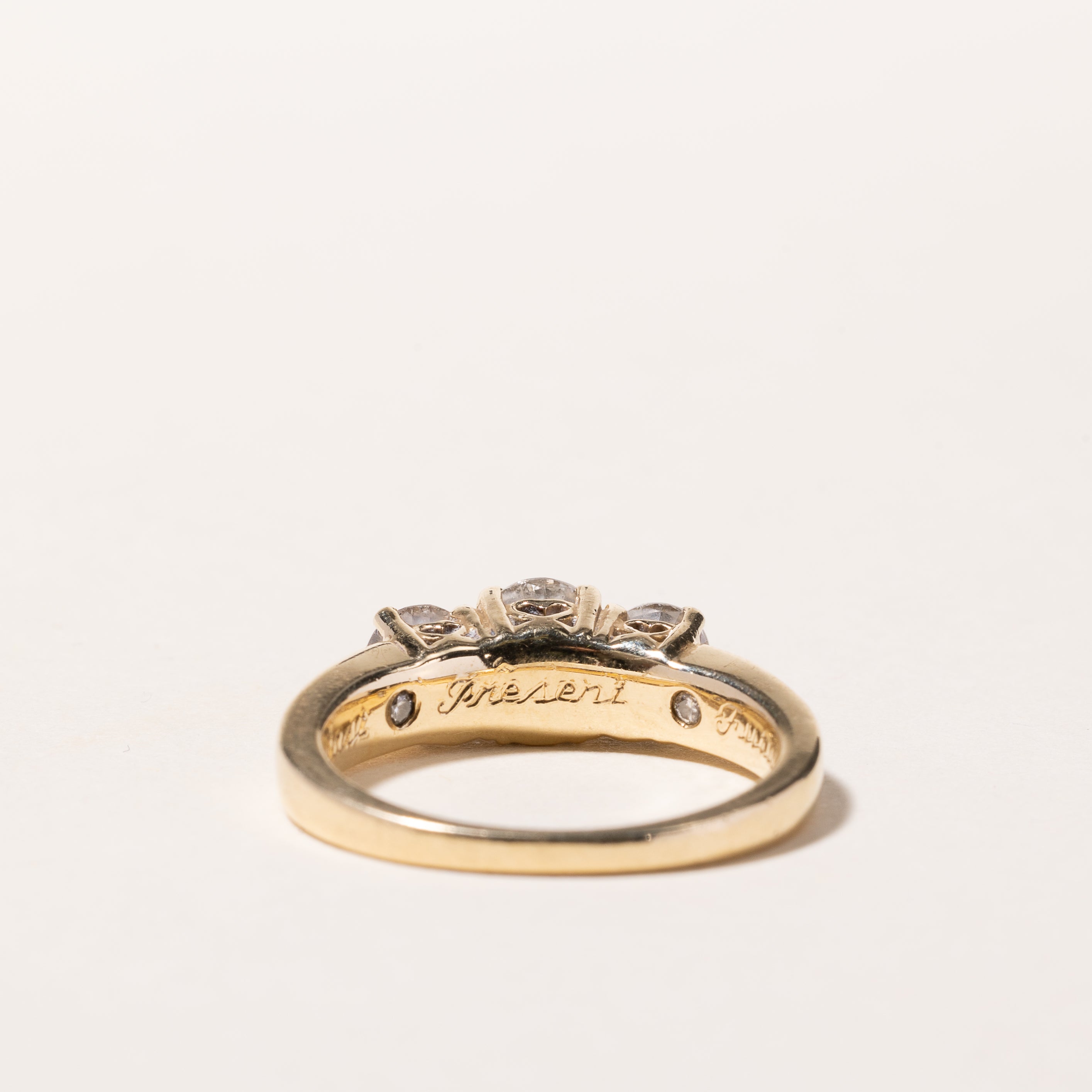 14k Yellow Gold Past Present Future Diamond Engagement Ring | 1.46ctw | SZ 7.25