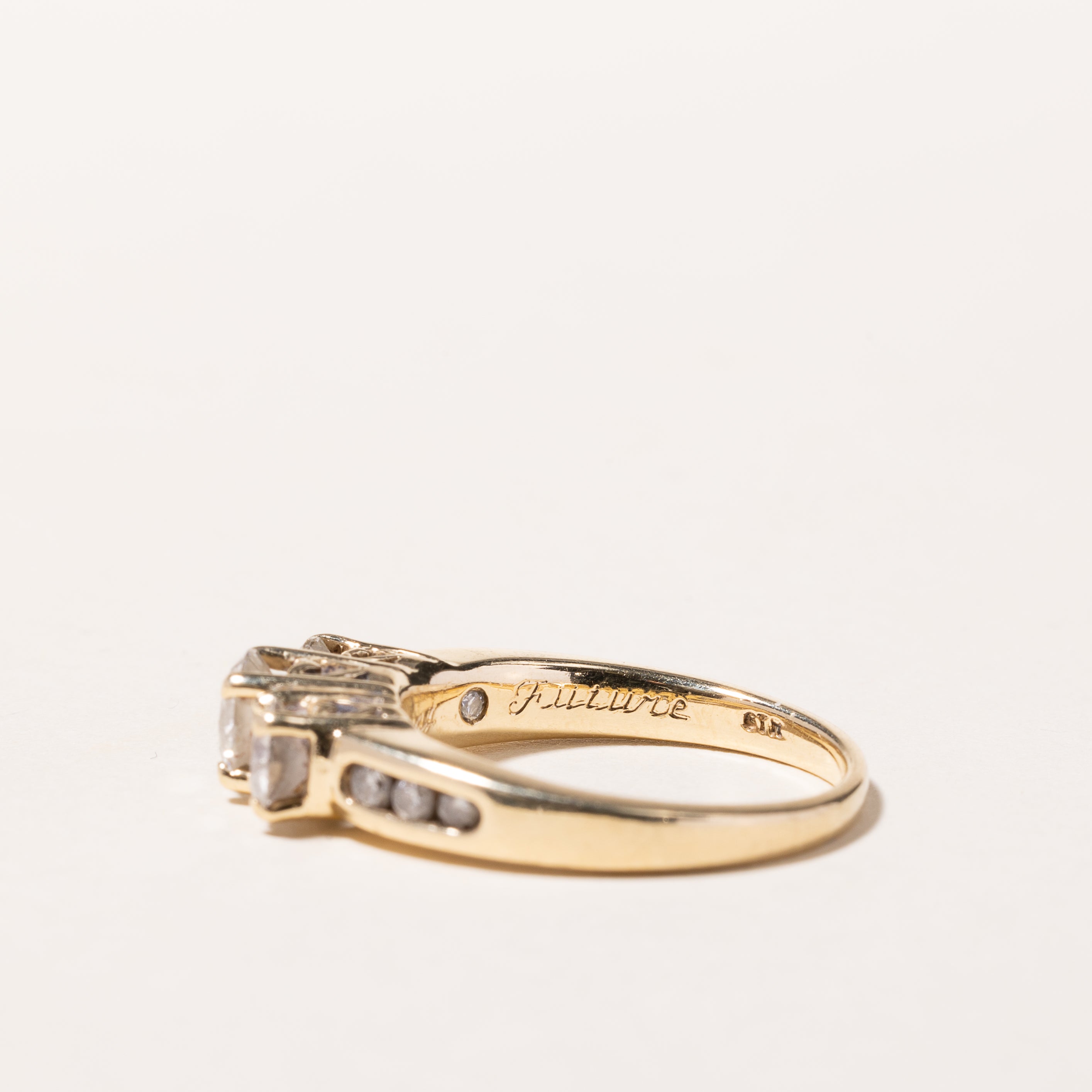 14k Yellow Gold Past Present Future Diamond Engagement Ring | 1.46ctw | SZ 7.25