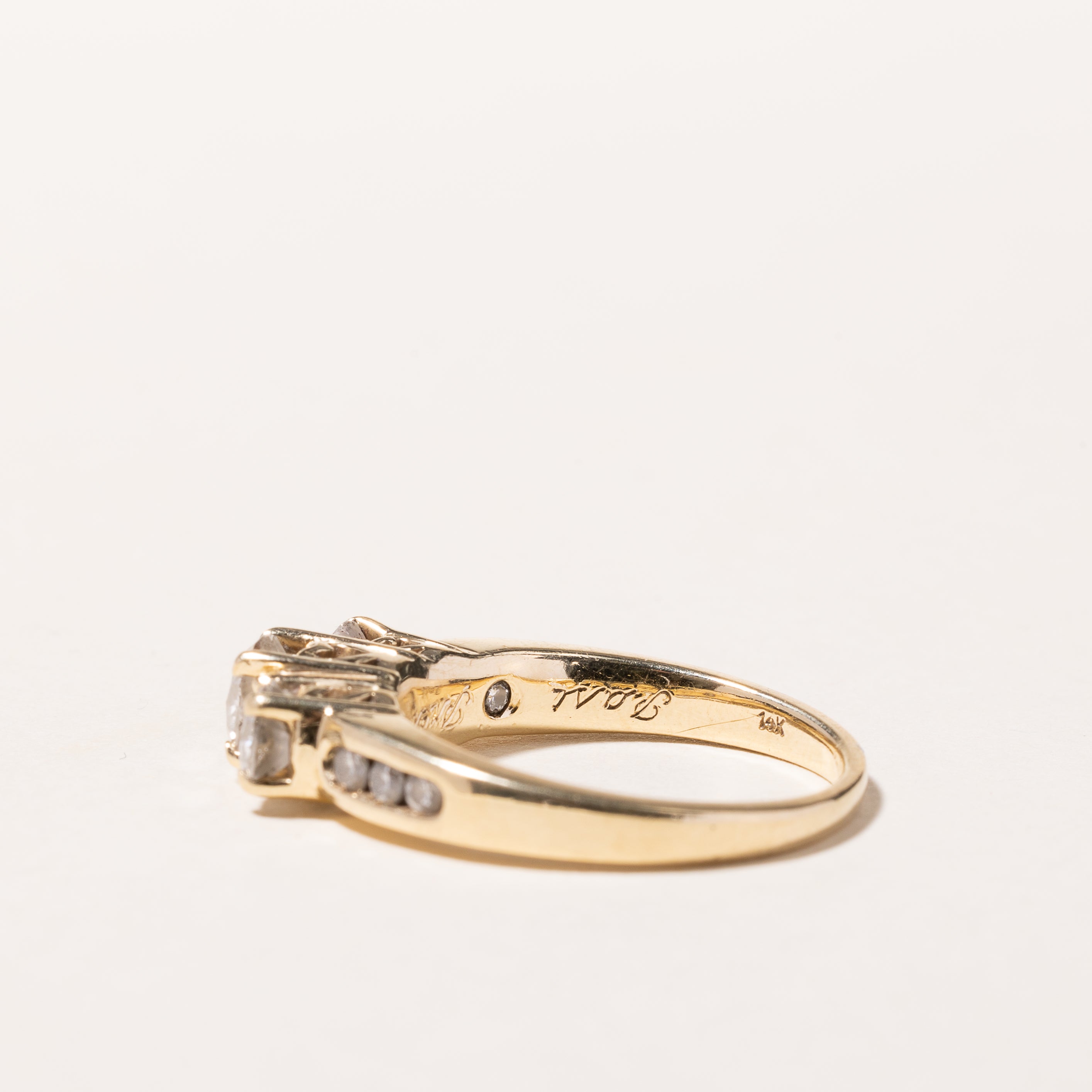 14k Yellow Gold Past Present Future Diamond Engagement Ring | 1.46ctw | SZ 7.25