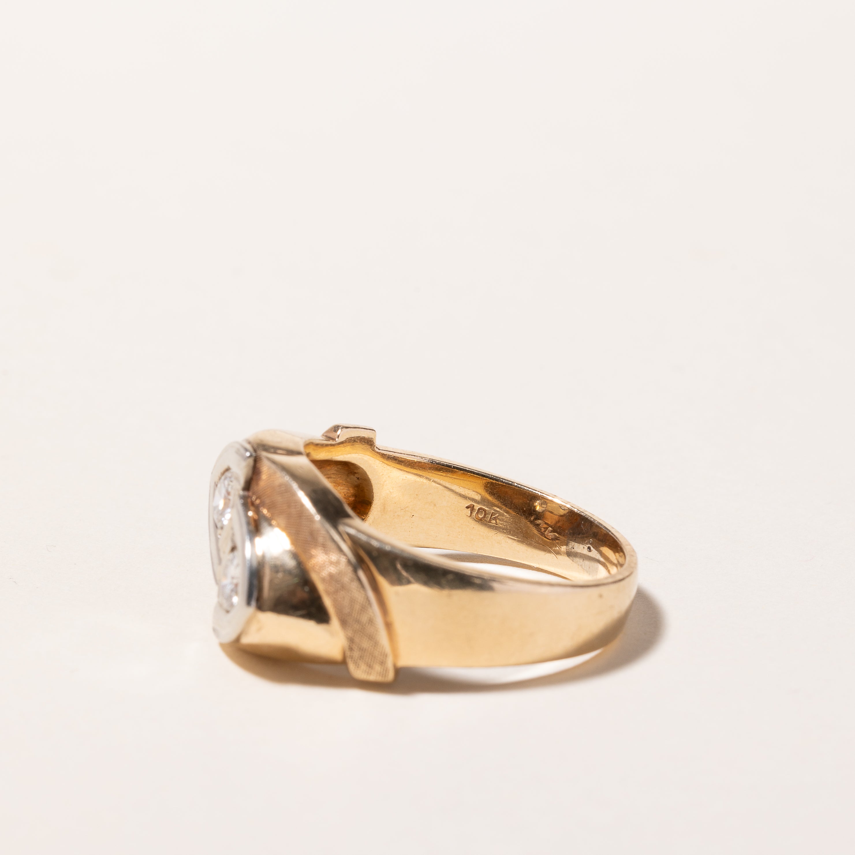 10k Two Tone Gold Two Stones Diamond Ring | 0.48ctw | SZ 11