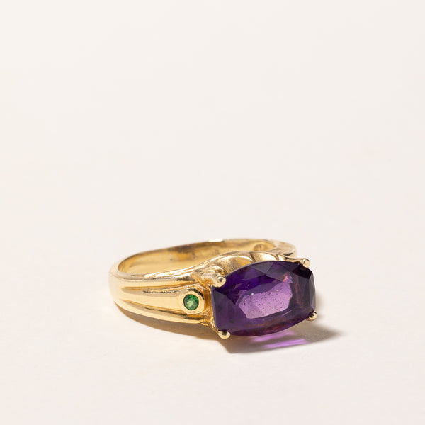 18k Yellow Gold Amethyst & Tsavorite Ring | 3.33ct, 0.08ctw | SZ 7.5