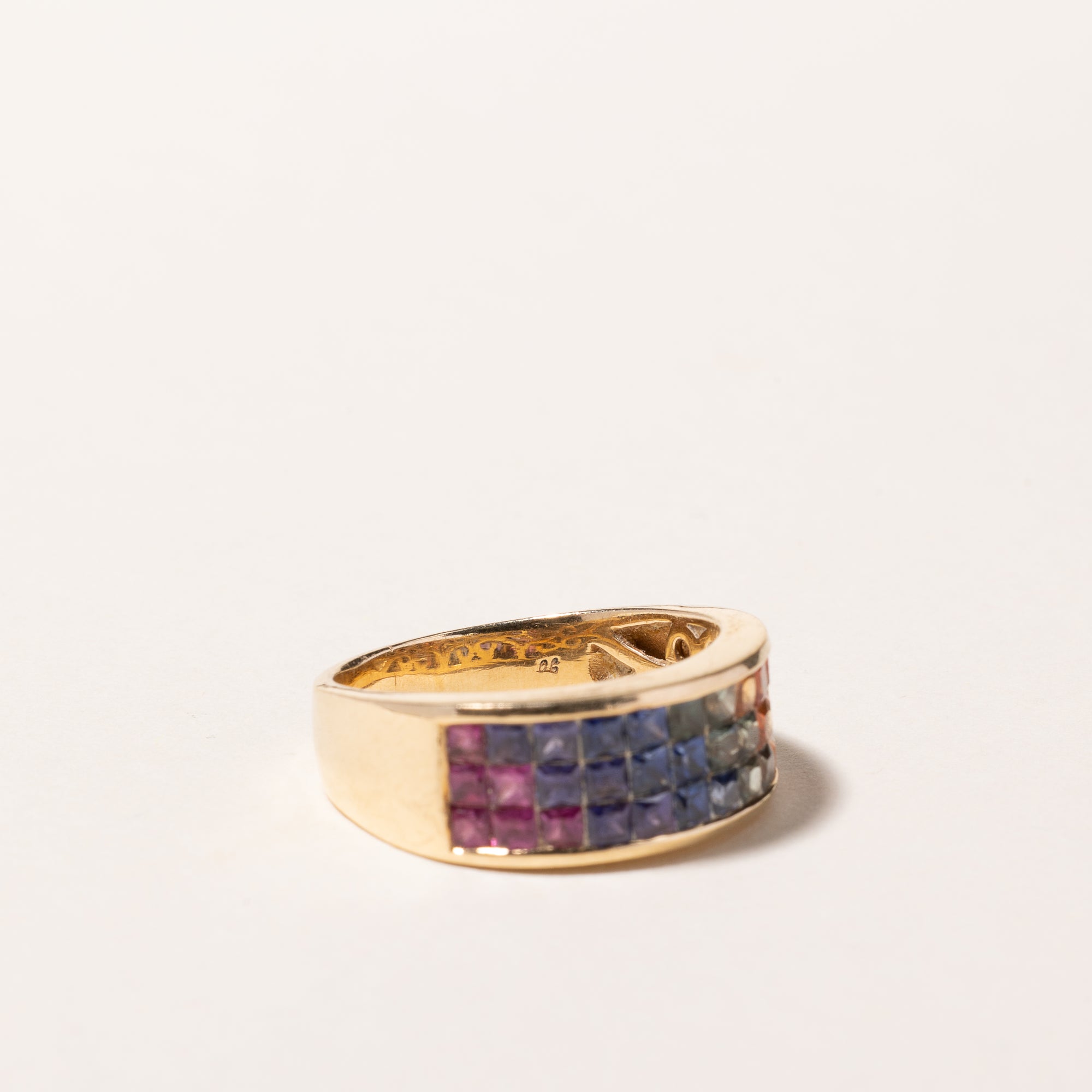 14k Yellow Gold Multi Color Sapphire Ring | 1.75ctw | SZ 7.75