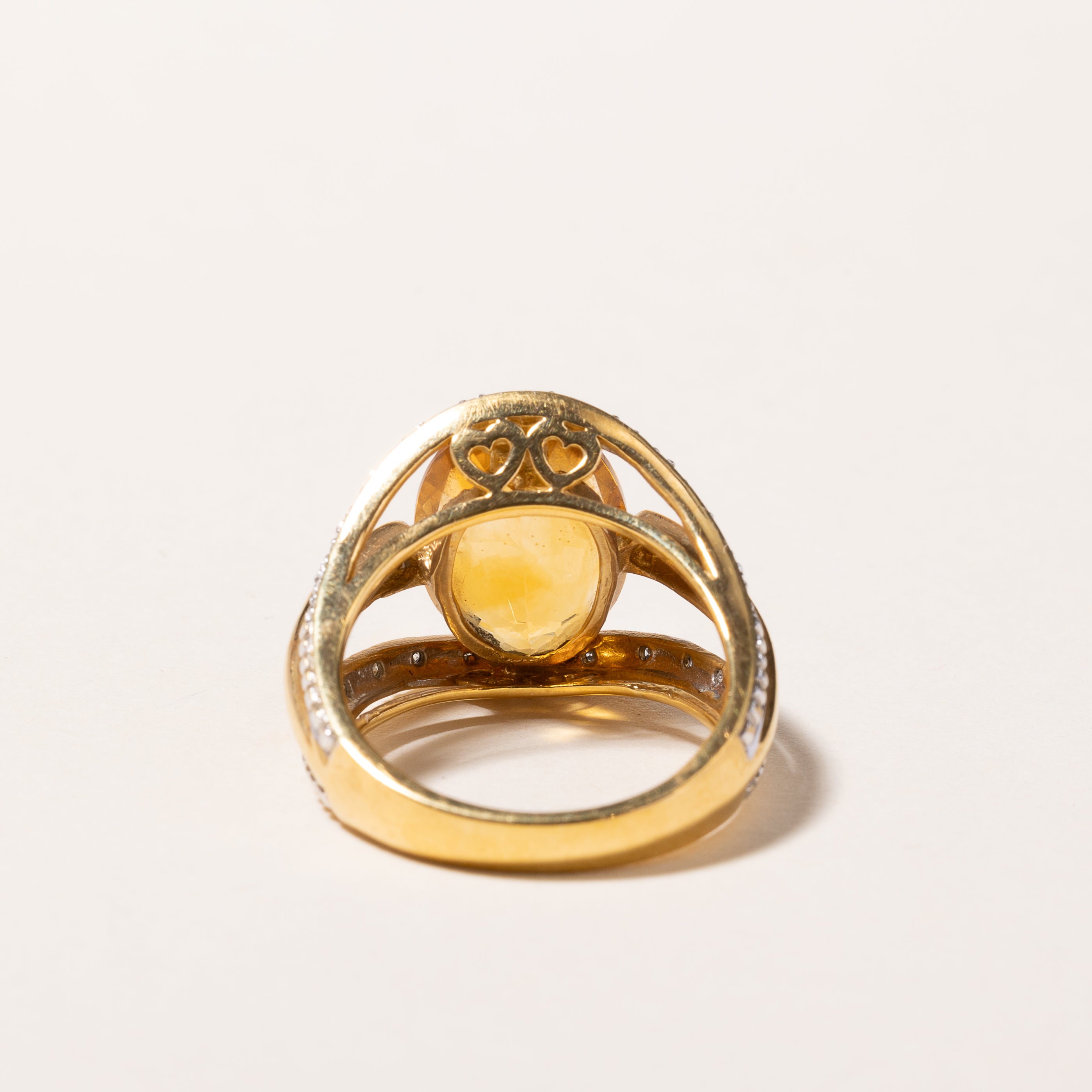 18k Yellow Gold Citrine & Diamond Ring | 5.95ct, 0.14ctw | SZ 7