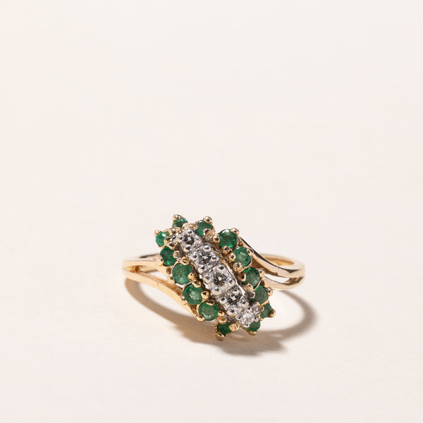 14k Yellow Gold Emerald & Diamond Ring | 0.24ctw, 0.13ctw | SZ 6.5