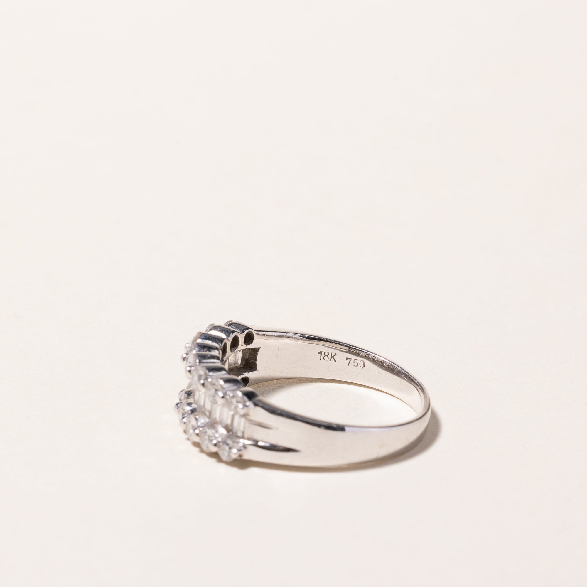 18k White Gold 3 Row Diamond Ring | 1.00ctw | SZ 7