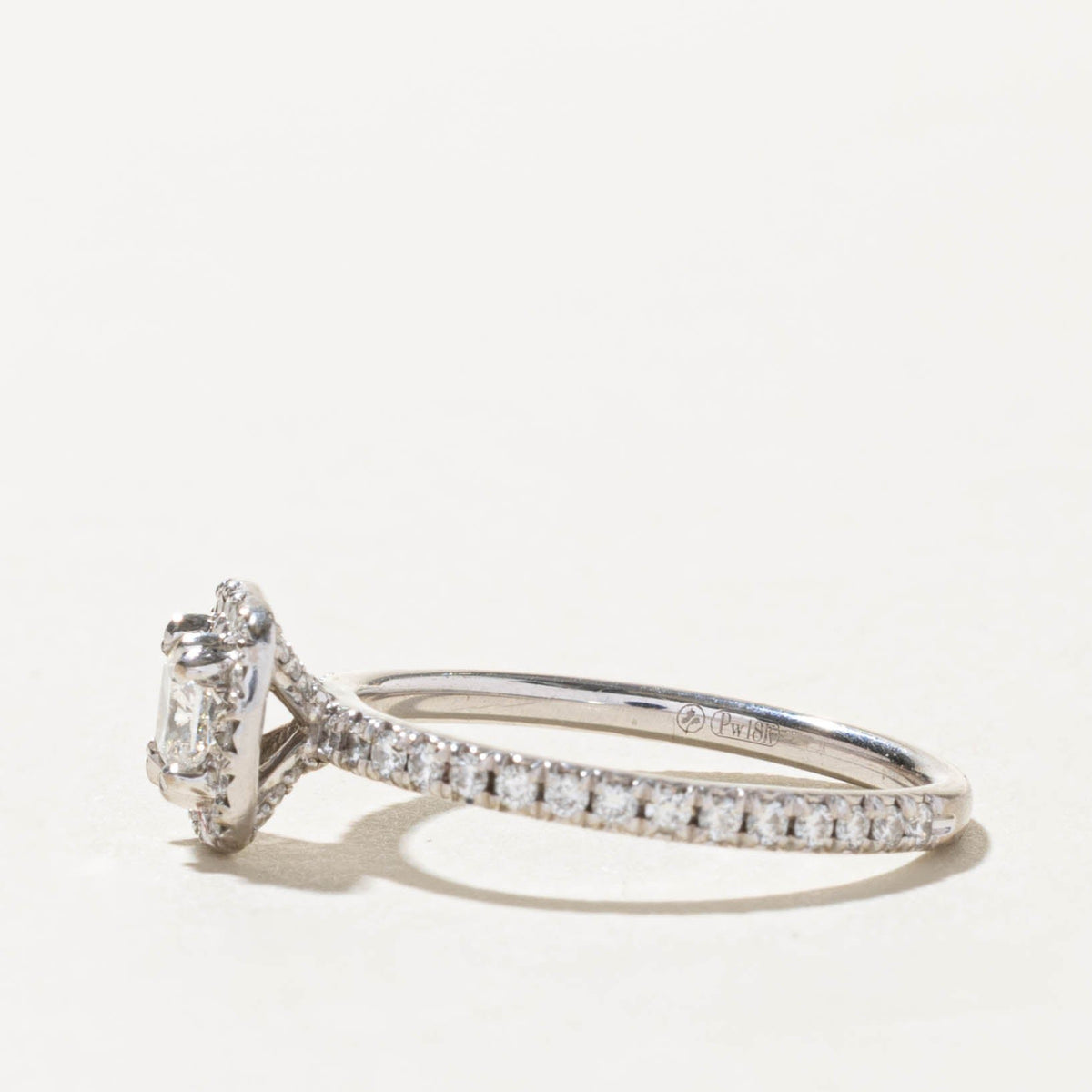 18k Pave Set Diamond Halo Engagement Ring | 0.61ctw | SZ 7