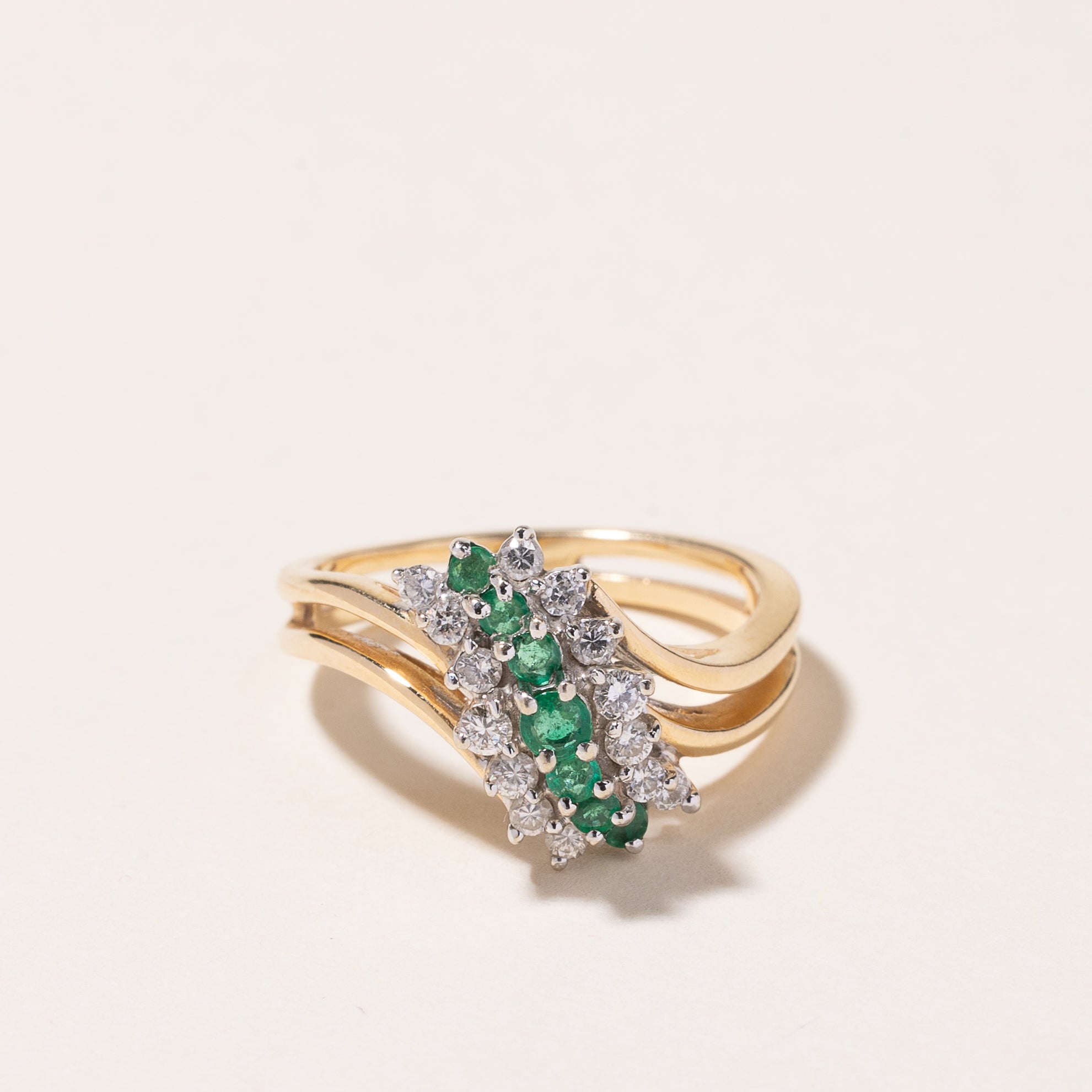 14K Gold Emerald and Diamond Ring | 0.18ctw, 0.32ctw | SZ 6.5