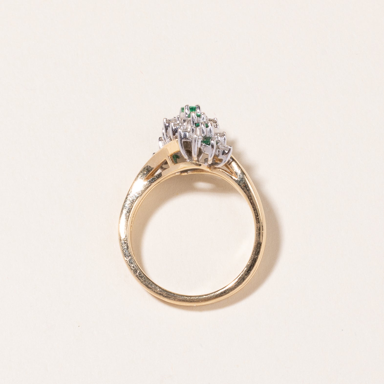 14K Gold Emerald and Diamond Ring | 0.18ctw, 0.32ctw | SZ 6.5