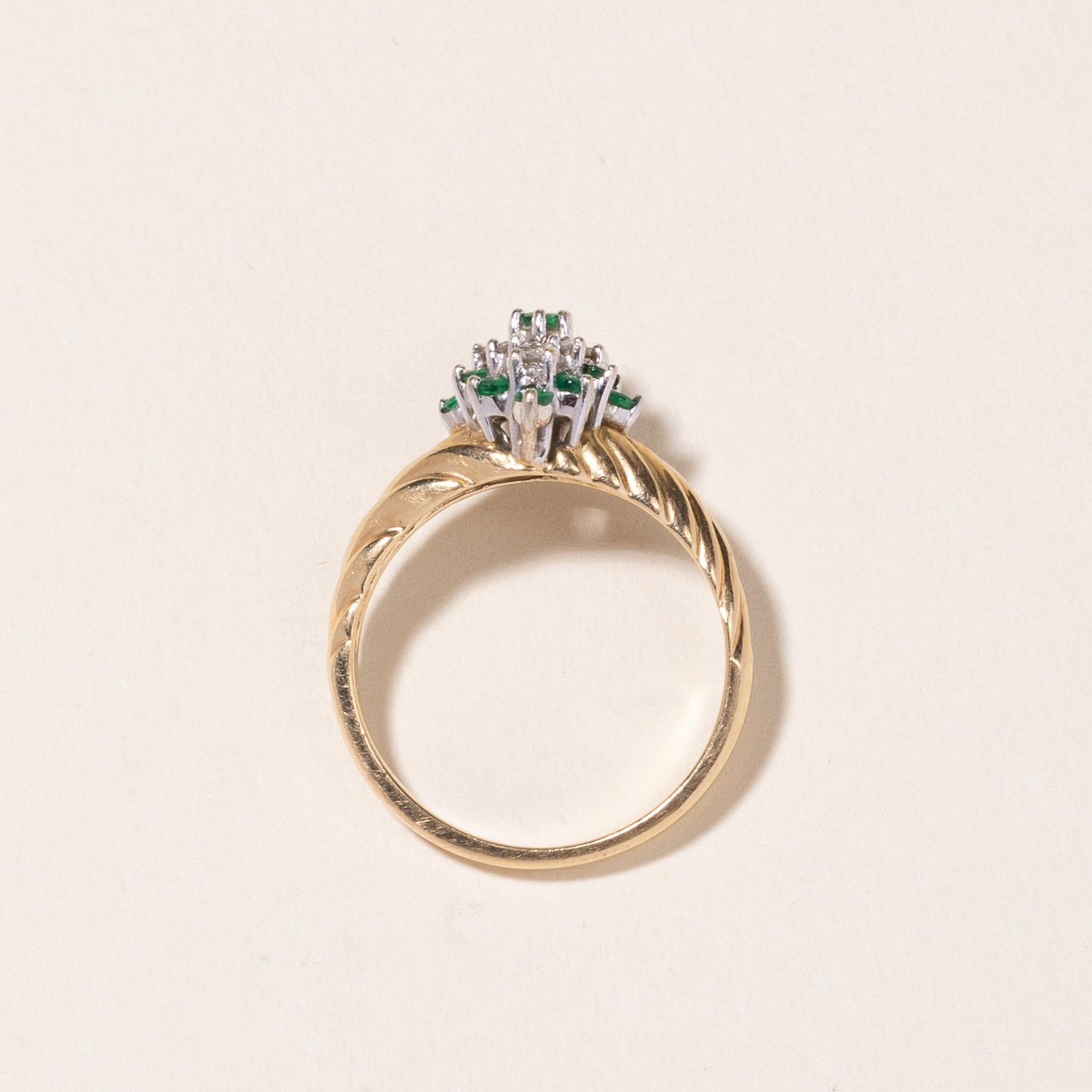 14K Yellow Gold Emerald & Diamond Ring | 0.30ctw, 0.22ctw | SZ 7.25