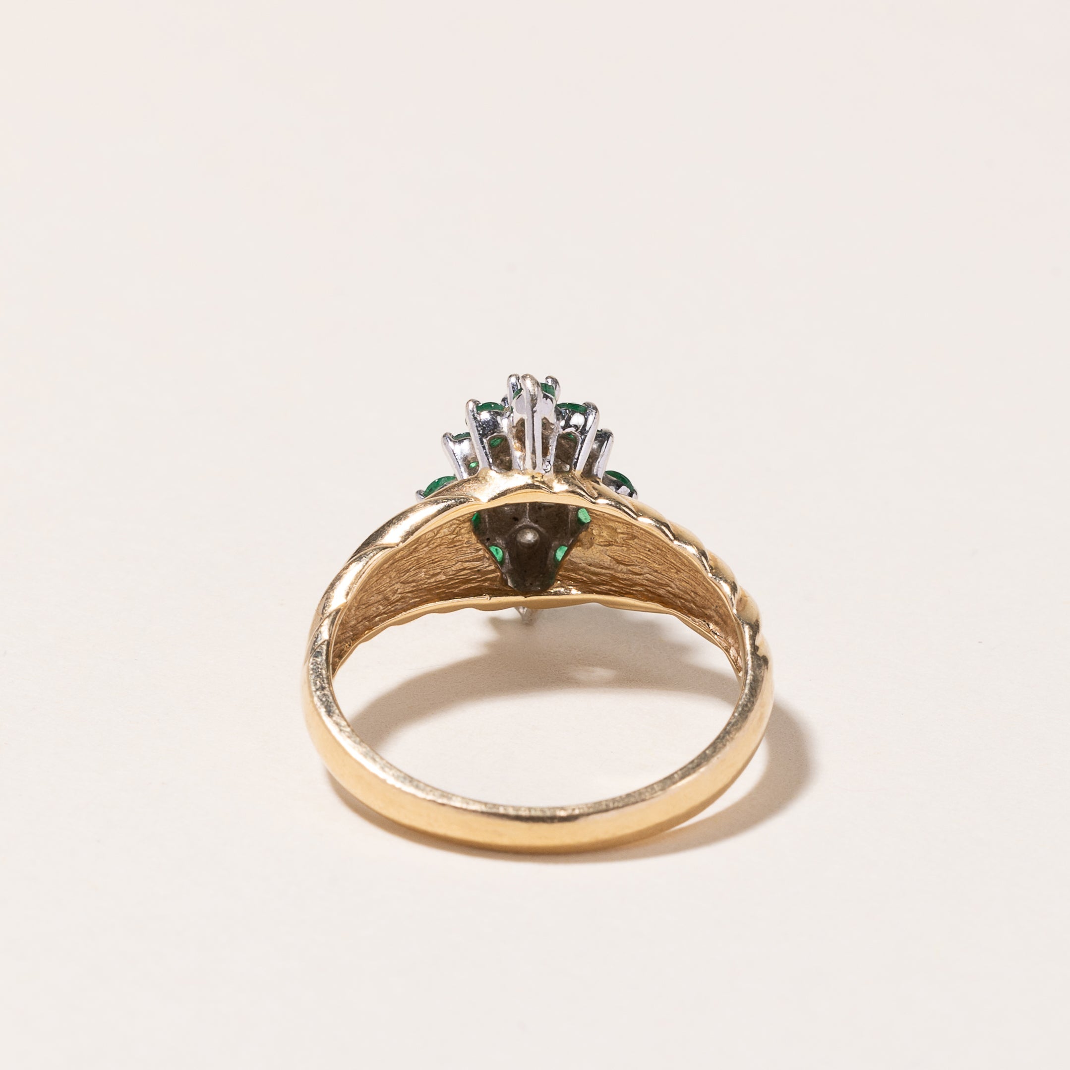 14K Yellow Gold Emerald & Diamond Ring | 0.30ctw, 0.22ctw | SZ 7.25