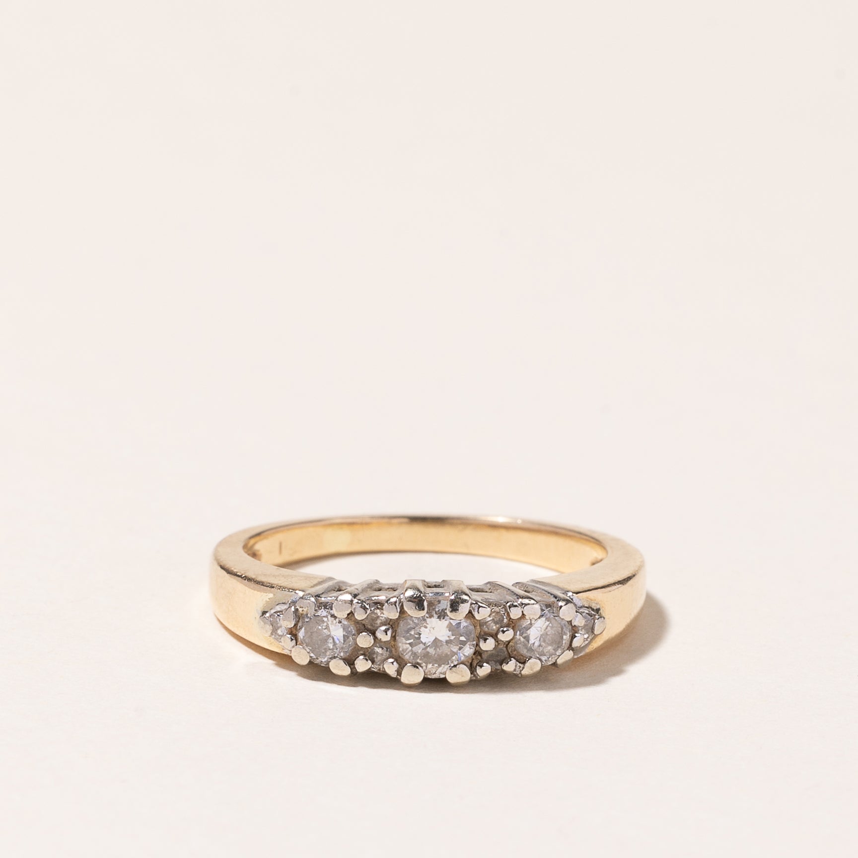 14K Yellow Gold Three Stone Diamond Ring | 0.46ctw | SZ 6