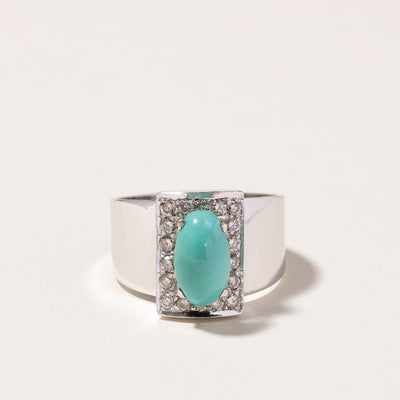 18K White Gold Turquoise & Diamond Ring | 2.16ct, 0.51ctw | SZ 8.75