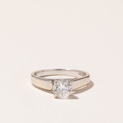 14K White Gold Solitaire Diamond Engagement Ring | 0.72ct I2 G | SZ 4.5