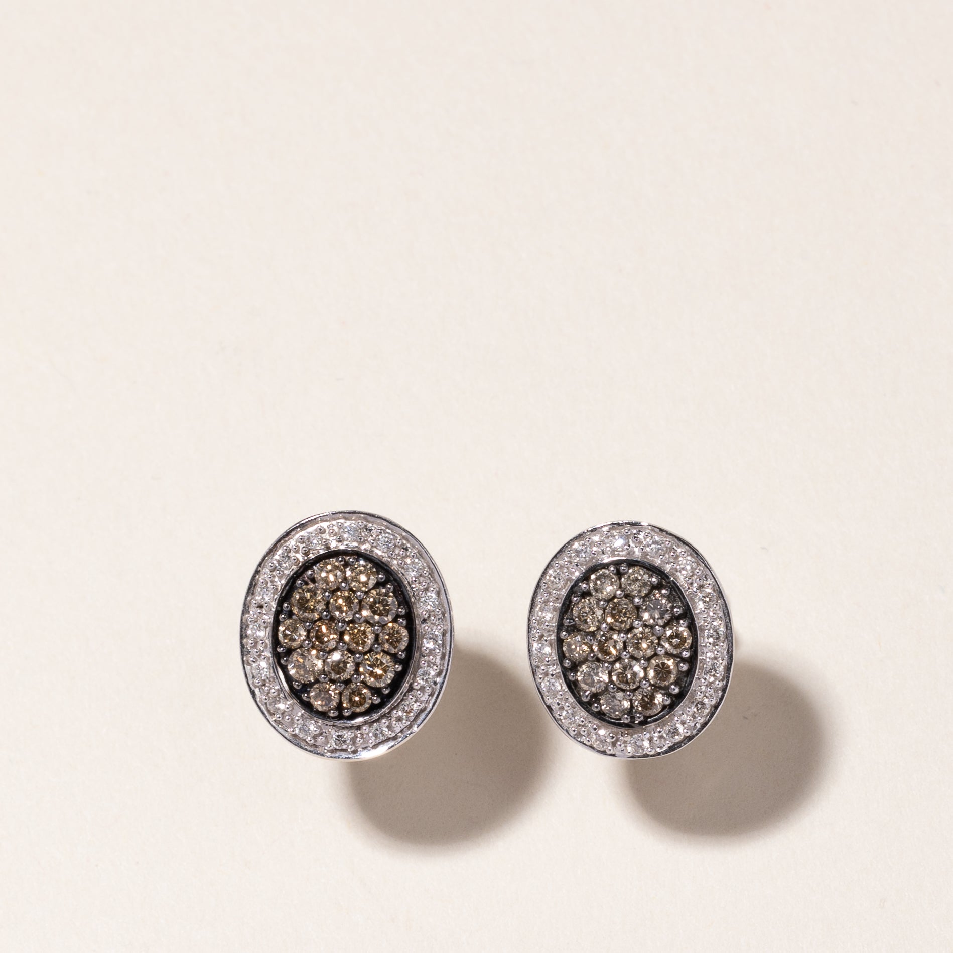 14k White Gold Diamond Cluster Stud Earrings | 0.94ctw |