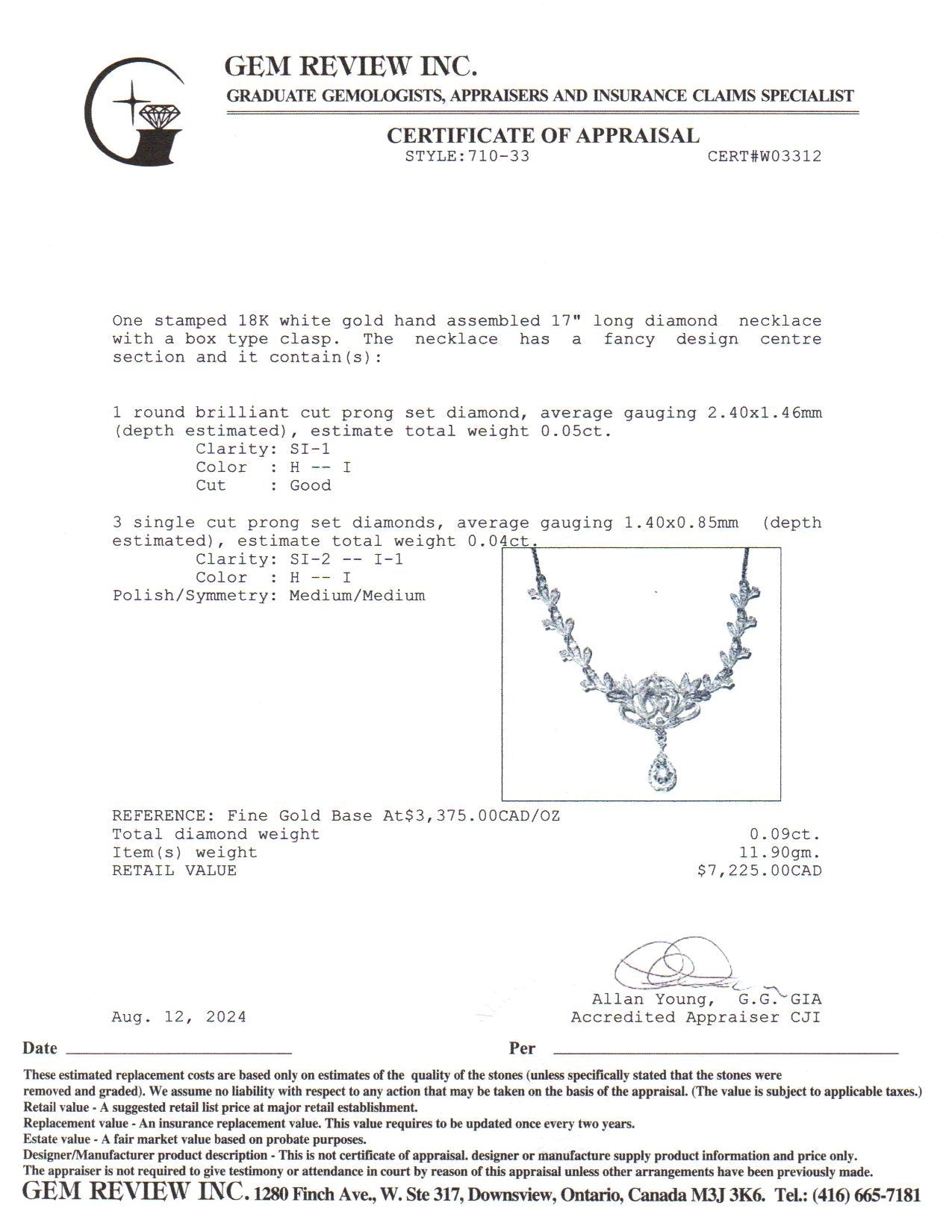 18k White Gold Diamond Necklace | 0.09ctw | 17"