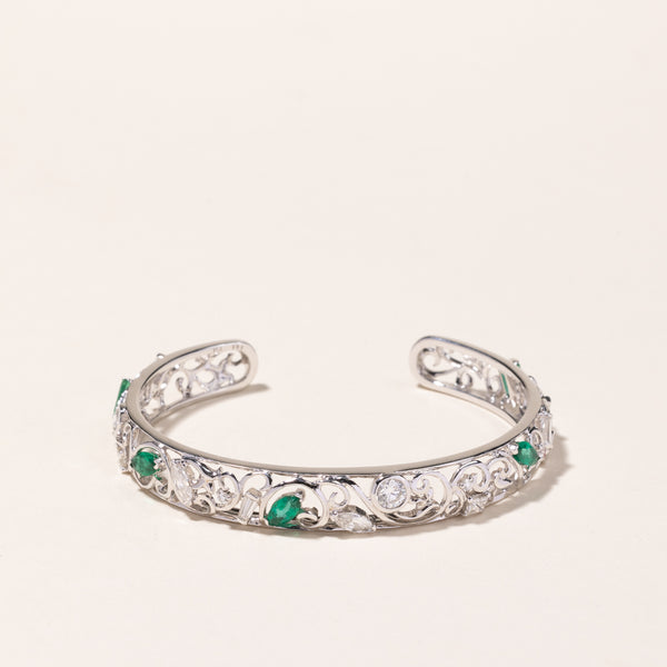 18k White Gold Emerald & Diamond Bracelet | 1.46ctw, 1.91ctw | 7