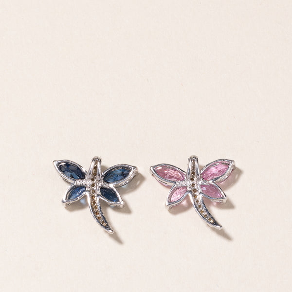 10K White Gold Sapphire Dragonfly Pendants | 0.95ctw, 0.13ctw, 0.95ctw