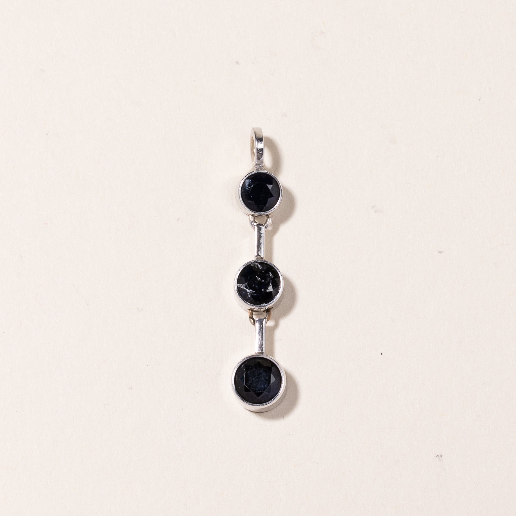 14K White Gold Three Stone Sapphire Pendant | 1.67ctw