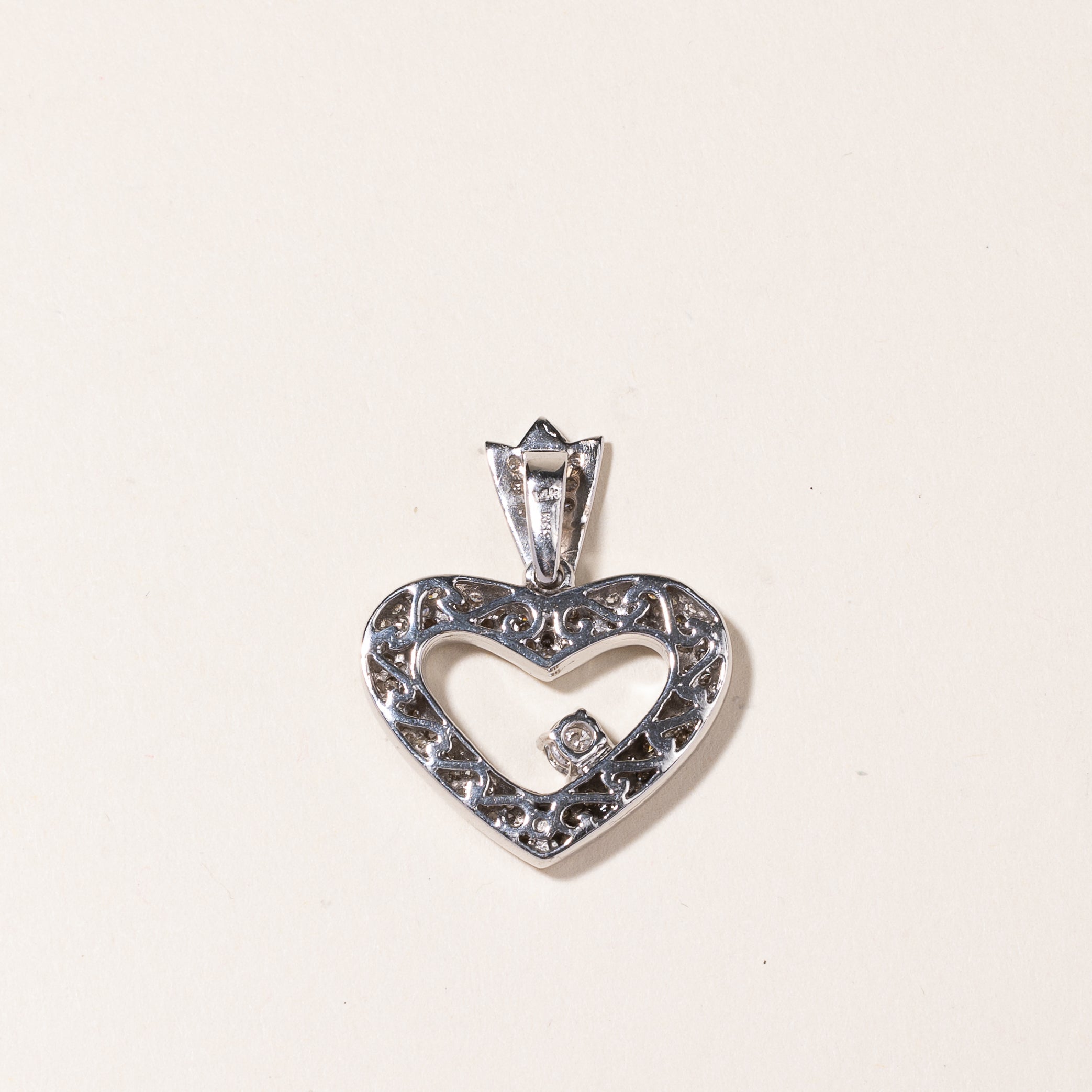 14K White Gold Heart Shaped Diamond Pendant | 1.14ctw