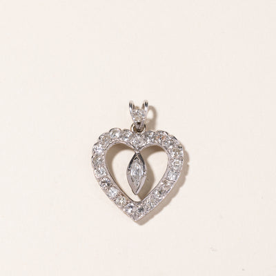 14K White Gold Heart Shaped Diamond Pendant | 1.55ctw