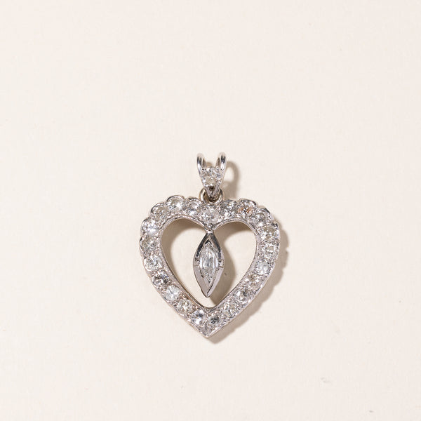 14K White Gold Heart Shaped Diamond Pendant | 1.55ctw