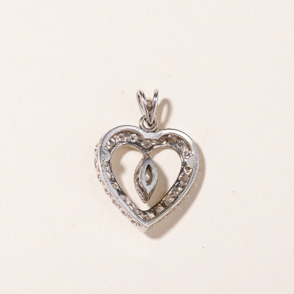 14K White Gold Heart Shaped Diamond Pendant | 1.55ctw