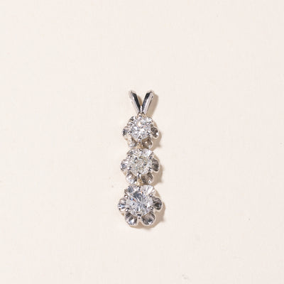 14K White Gold Three Stones Diamond Pendant | 1.23ctw