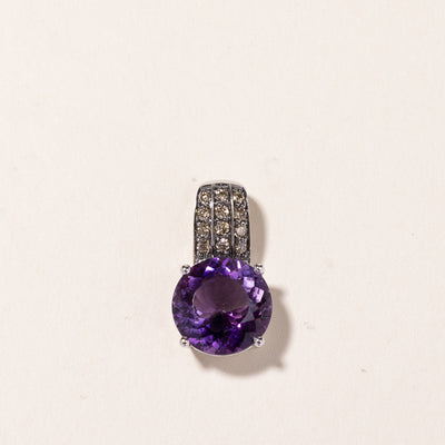 14K White Gold Amethyst & Diamond Pendant | 4.79ct, 0.24ctw