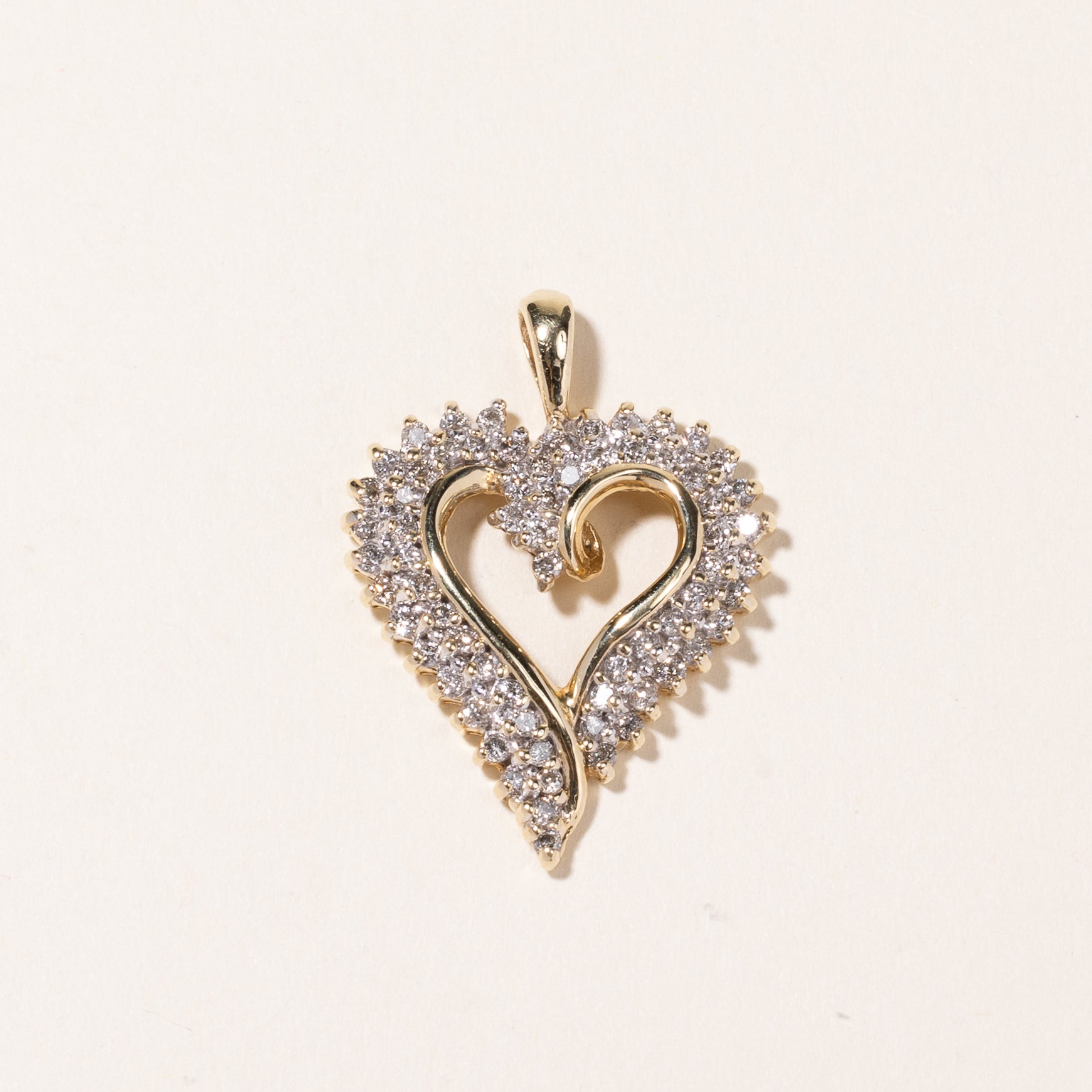 14K Yellow Gold Heart Shaped Diamond Pendant | 1.09ctw