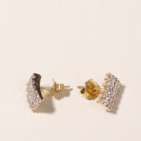 14K Yellow Gold Cluster Diamond Earrings | 1.13ctw