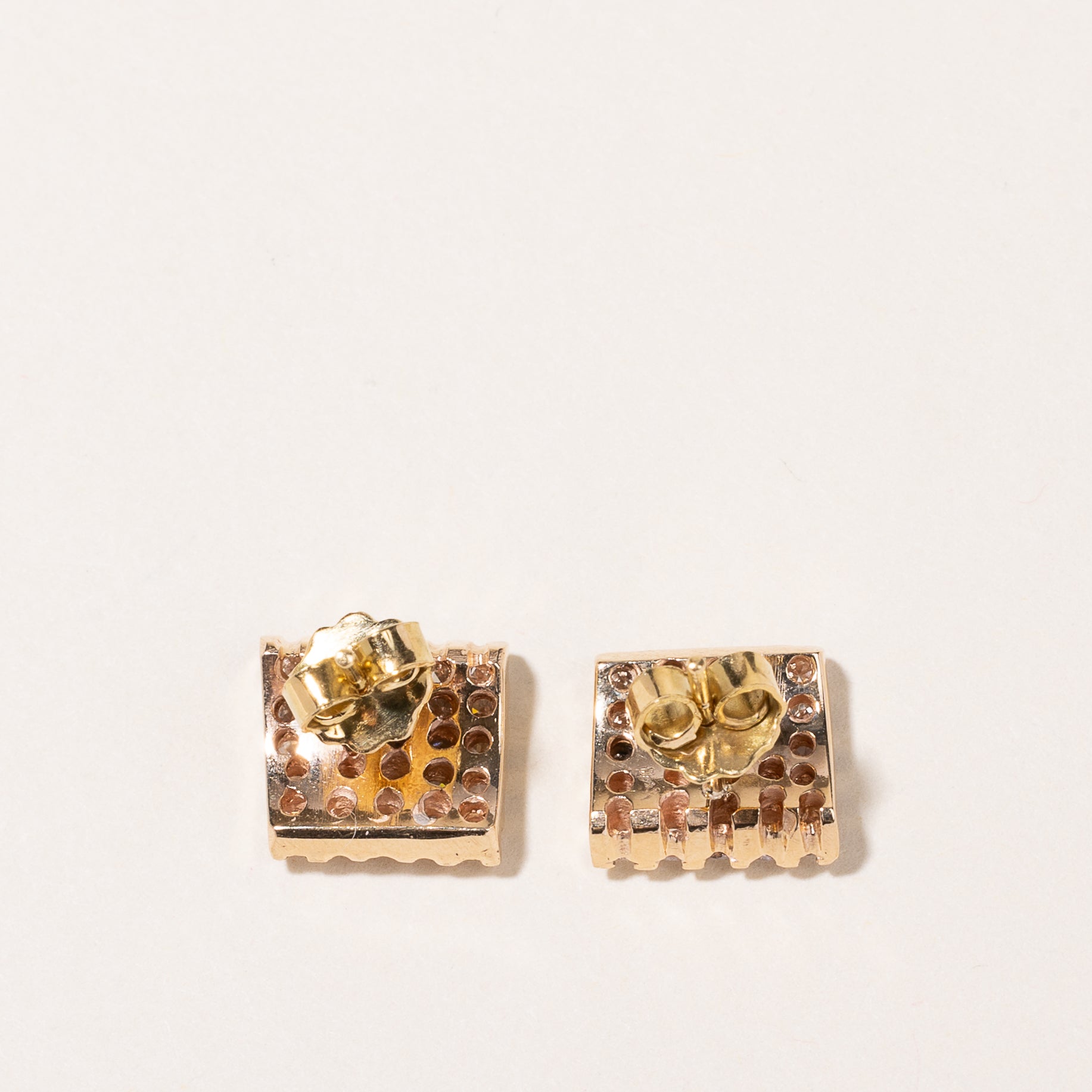 14K Yellow Gold Cluster Diamond Earrings | 1.13ctw