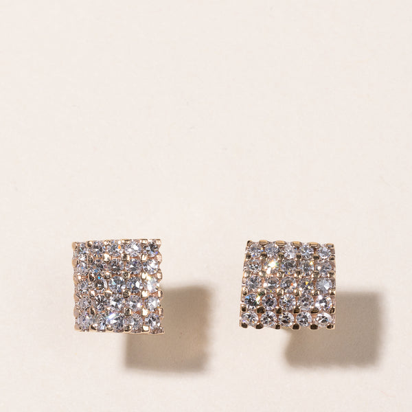 14K Yellow Gold Cluster Diamond Earrings | 1.13ctw