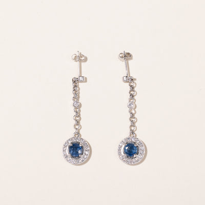 14k White Gold Sapphire & Diamond Drop Earrings | 0.80ctw, 1.45ctw |